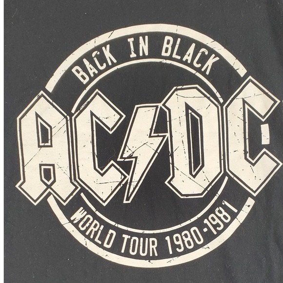 ACDC Back in Black World Tour 1980 1981 Black T Shirt Mens XL vintage - Picture 6 of 6